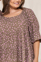Tiny Floral Printed Square Neckline Top | Mixtshop LLC