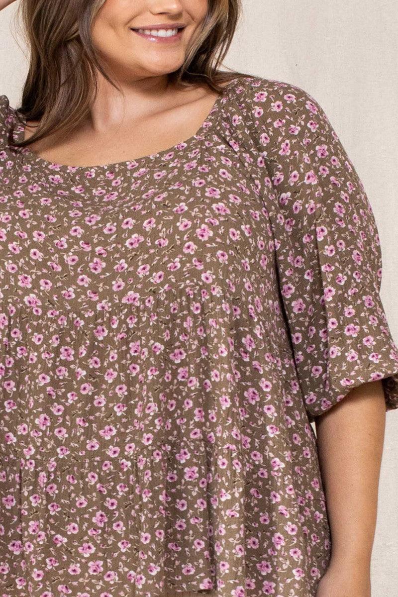 Tiny Floral Printed Square Neckline Top | Mixtshop LLC