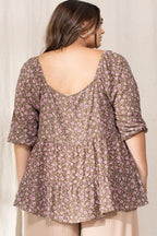 Tiny Floral Printed Square Neckline Top | Mixtshop LLC