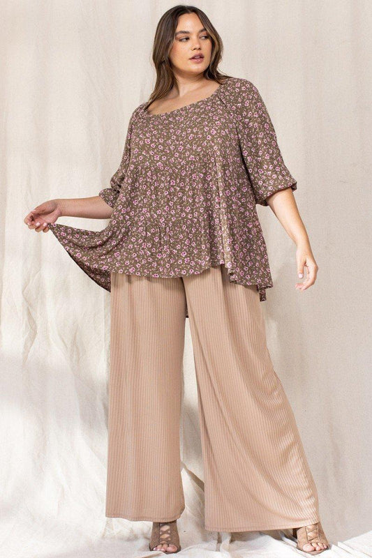 Tiny Floral Printed Square Neckline Top | Mixtshop LLC