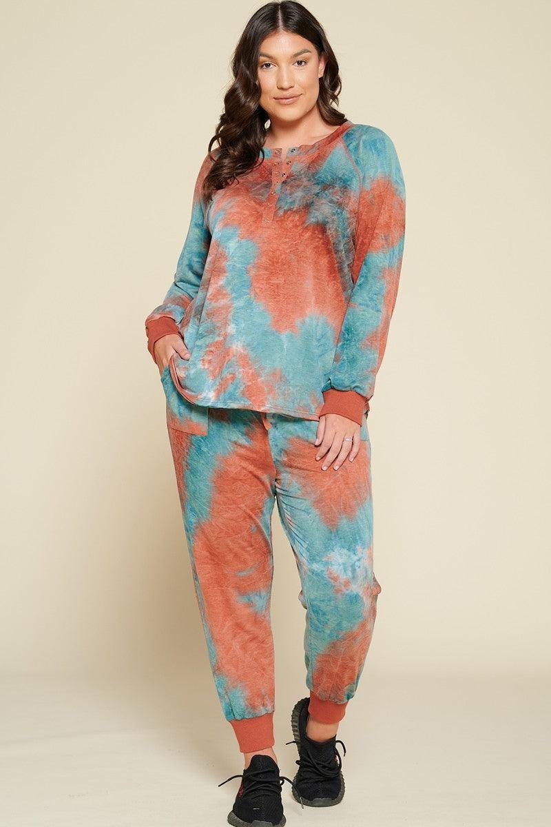 Tie-dye Printed French Terry Knit Loungewear Sets | Mixtshop LLC Main image