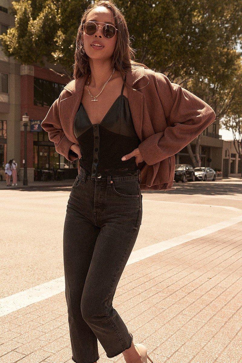 A Faux Leather And Lace Camisole Top Secondary image