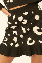 A Leopard-print Knit Mini Skirt | Mixtshop LLC
