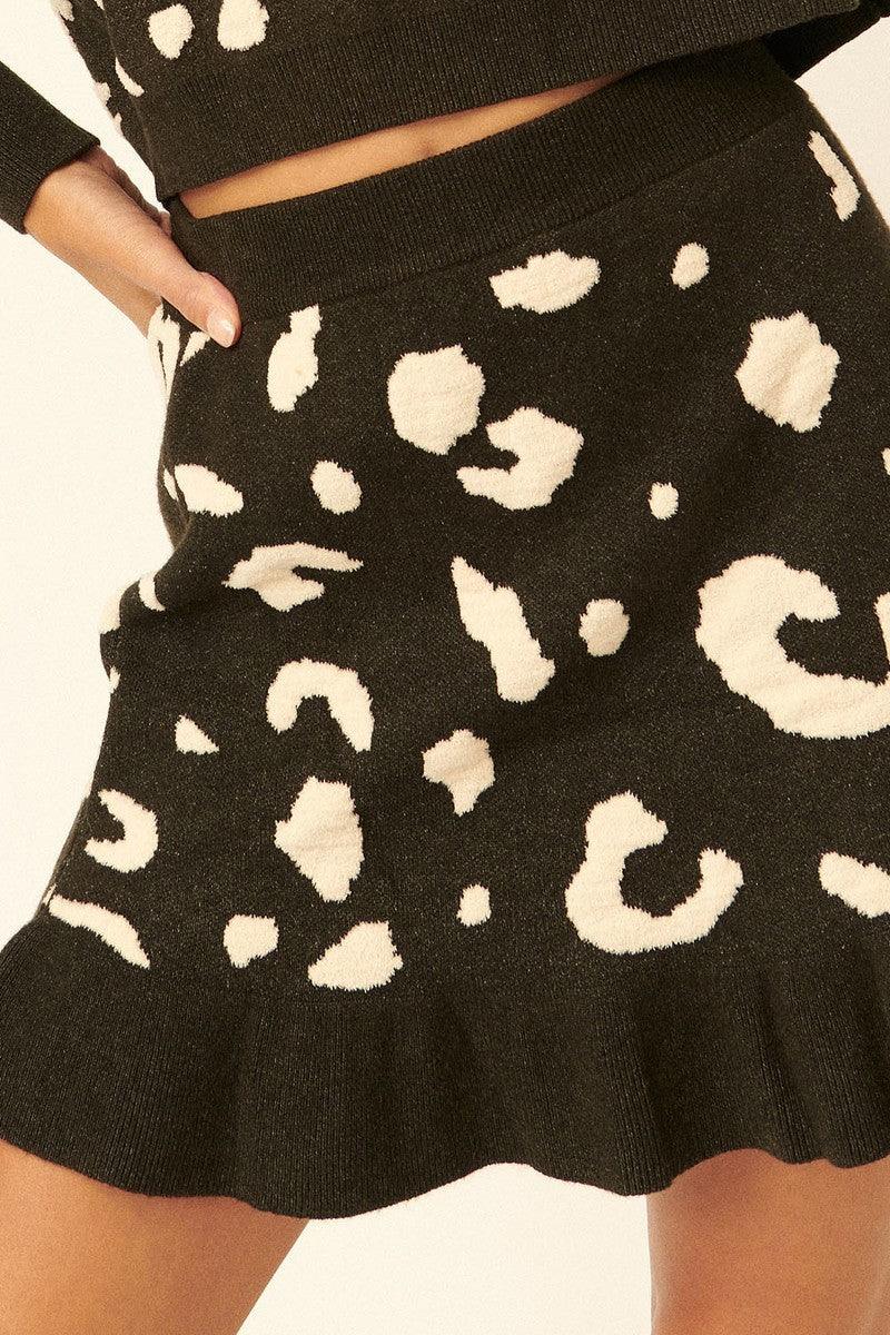 A Leopard-print Knit Mini Skirt | Mixtshop LLC