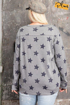 Plus Size Star Printed Poly Rayon Loose Fit Top | Mixtshop LLC