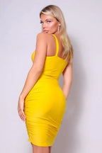Spaghetti Strap Twist Front Cutout Ruched Mini Dress | Mixtshop LLC