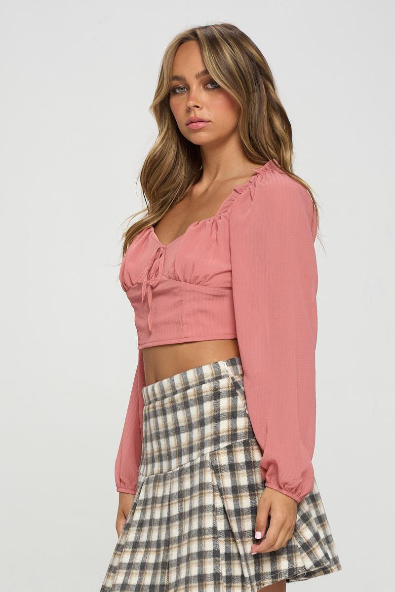 Smocked Long Sleeves Crop Top | Mixtshop LLC