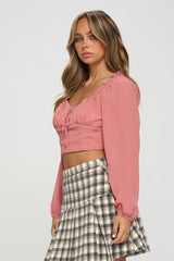 Smocked Long Sleeves Crop Top | Mixtshop LLC