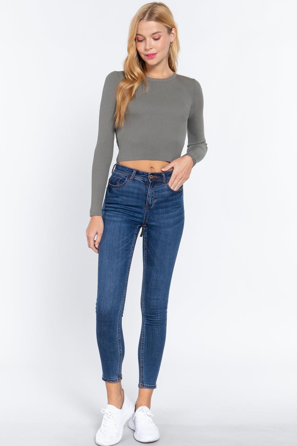 Long Slv Open Back Sweater Top Secondary image