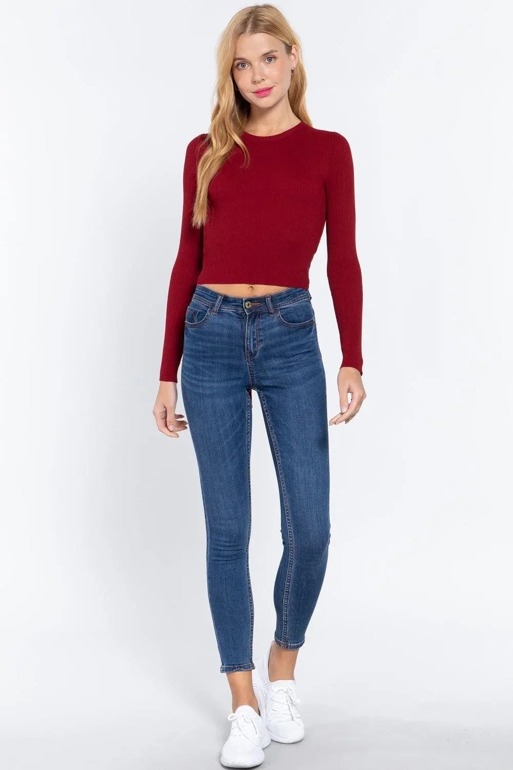 Long Slv Open Back Sweater Top | Mixtshop LLC