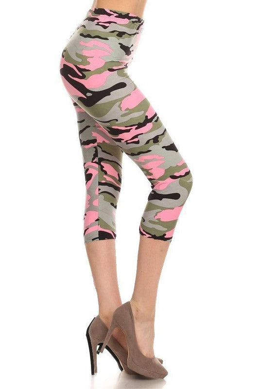 Print, Cropped Leggings In A Fitted Style With A Banded High Wais | Mixtshop LLC