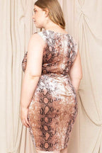Velour Snake Print Plus Mini Dress | Mixtshop LLC