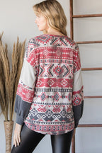 Beautiful Aztec Print Long Sleeve Sweater | Mixtshop LLC