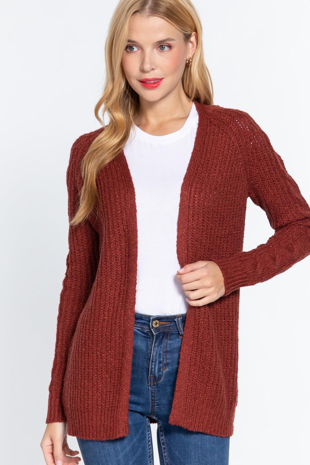 Long Slv Open Front Sweater Cardigan | Mixtshop LLC Main image