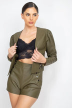 Side Button Detailed Jacket & Shorts Set | Mixtshop LLC