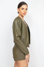 Side Button Detailed Jacket & Shorts Set | Mixtshop LLC