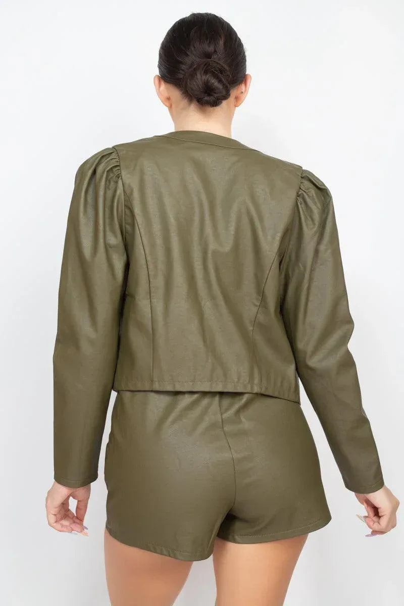 Side Button Detailed Jacket & Shorts Set | Mixtshop LLC