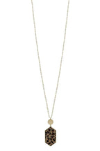 Metal Chain Hexagon Leopard Pendant Long Necklace | Mixtshop LLC