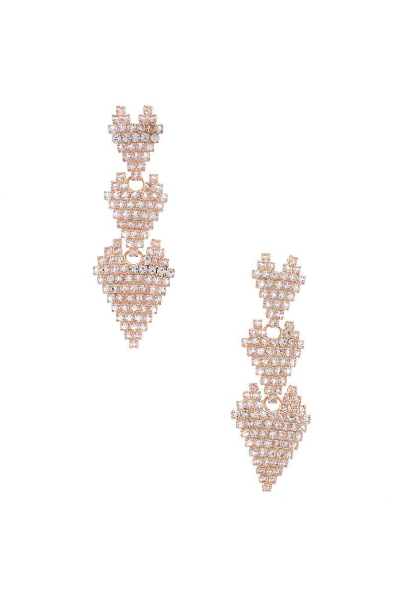 Triple Rhinestone Heart Earring Secondary image
