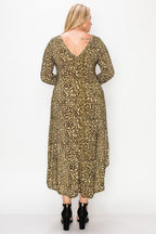 Cheetah Print Dress Featuring A Round Neck | Mixtshop LLC