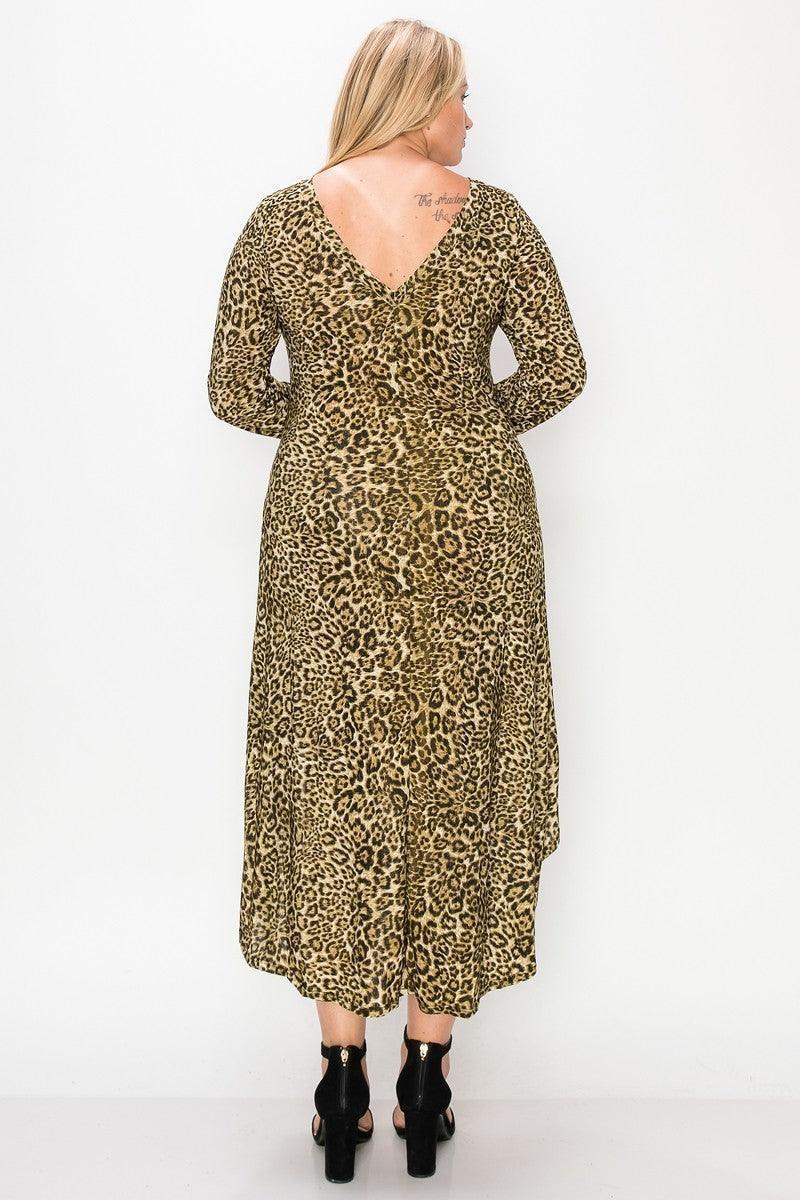 Cheetah Print Dress Featuring A Round Neck | Mixtshop LLC