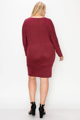 Draped Neck Long Sleeve Dress | Mixtshop LLC
