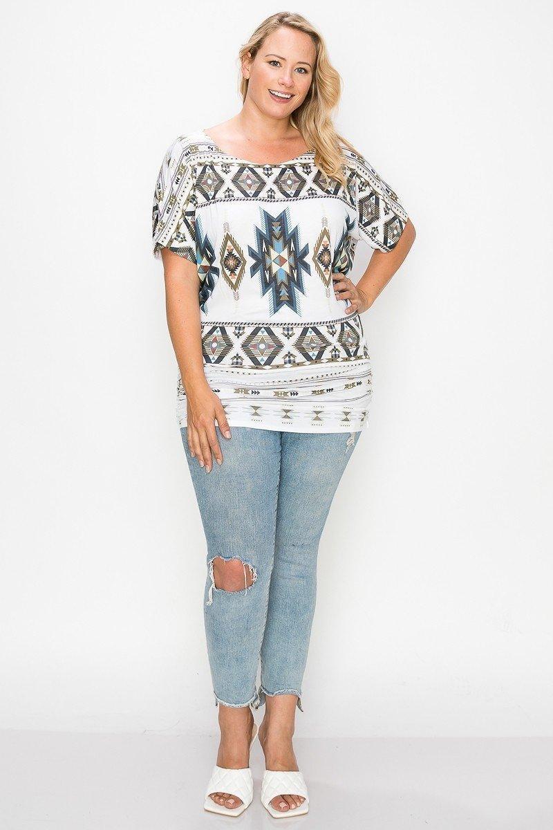 Geometric-tribal Sublimation Print Top Secondary image
