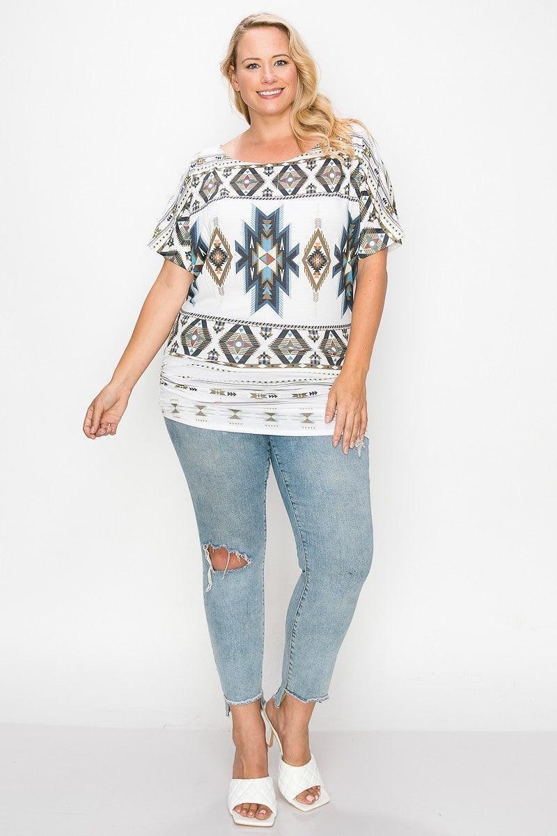 Geometric-tribal Sublimation Print Top | Mixtshop LLC