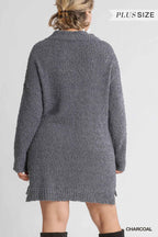 High Cowl Neck Bouclé Long Sleeve Sweater Dress | Mixtshop LLC