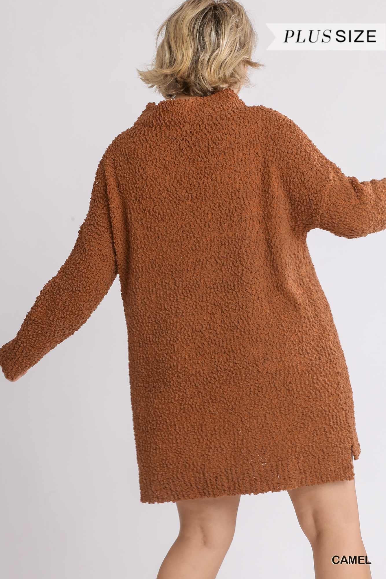 High Cowl Neck Bouclé Long Sleeve Sweater Dress | Mixtshop LLC
