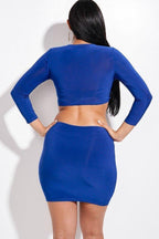 Solid 3/4 Sleeve Ruched Cutout Dress | Mixtshop LLC