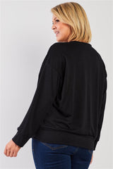 Black "monday Sunday" Print Long Sleeve Relaxed Sweatshirt Top | Mixtshop LLC