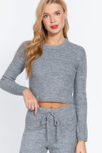 Long Slv Crew Neck Sweater Top | Mixtshop LLC