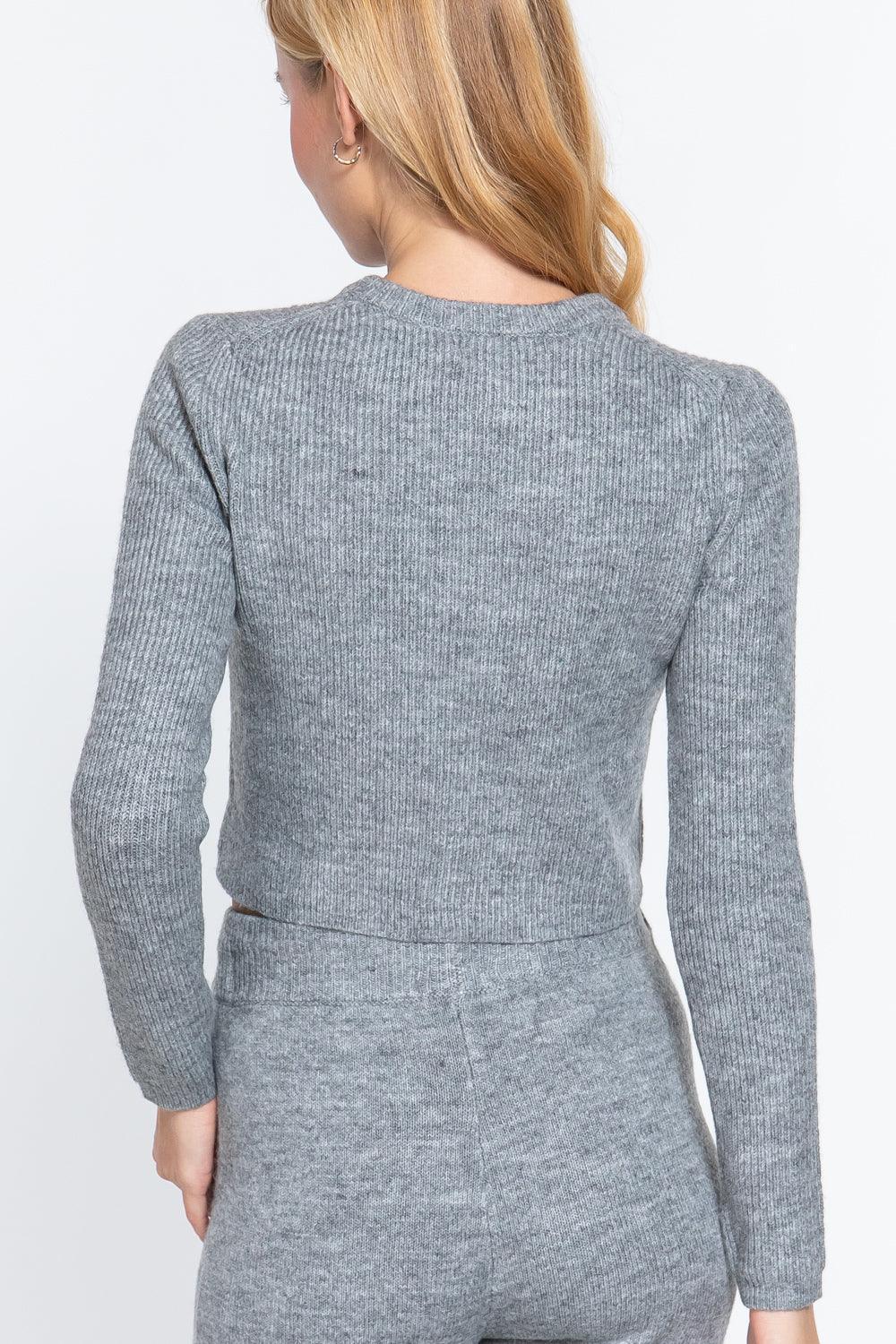 Long Slv Crew Neck Sweater Top | Mixtshop LLC