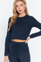 Long Slv Crew Neck Sweater Top | Mixtshop LLC