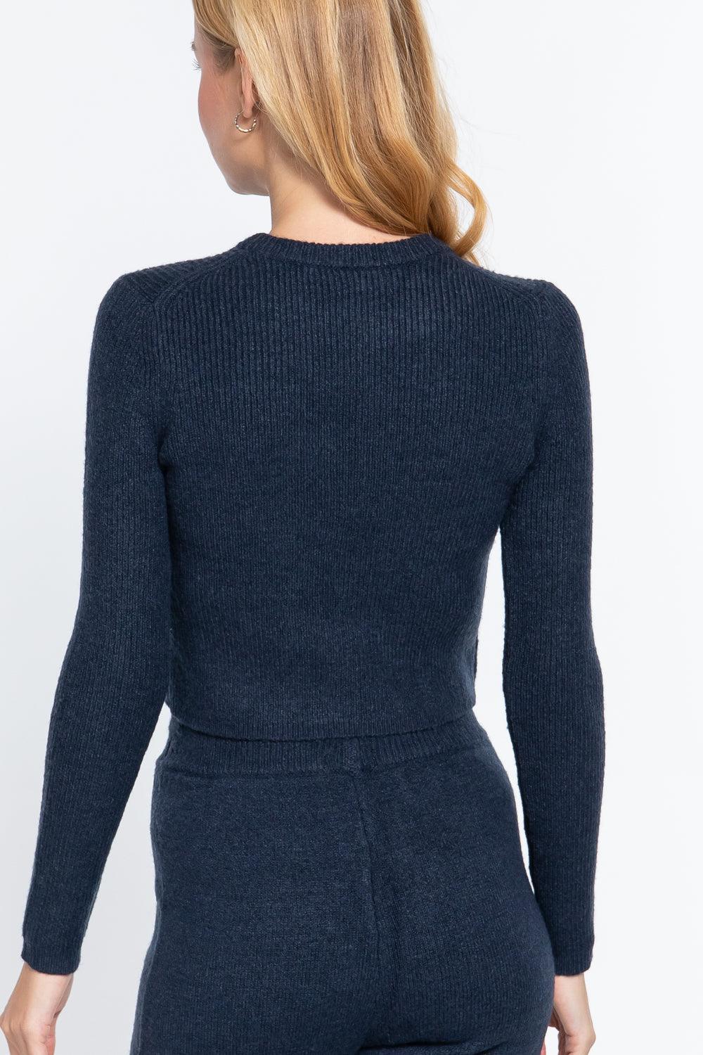 Long Slv Crew Neck Sweater Top | Mixtshop LLC