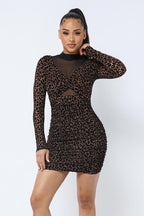 Animal Print Long Sleeve Mock Neck Mini Dress | Mixtshop LLC