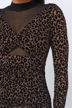 Animal Print Long Sleeve Mock Neck Mini Dress | Mixtshop LLC