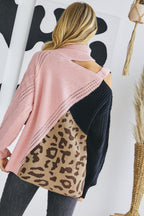 Turtle Neck Color Block Cutout Sweater | Mixtshop LLC