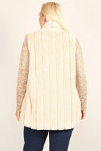 Plus Size Faux Fur Vest Jacket With Open Front, Hi-lo Hem, And Pockets | Mixtshop LLC