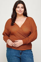 Plus Size Textured Waffle Sweater Knit Top | Mixtshop LLC