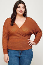 Plus Size Textured Waffle Sweater Knit Top | Mixtshop LLC