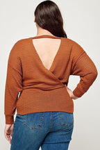 Plus Size Textured Waffle Sweater Knit Top | Mixtshop LLC