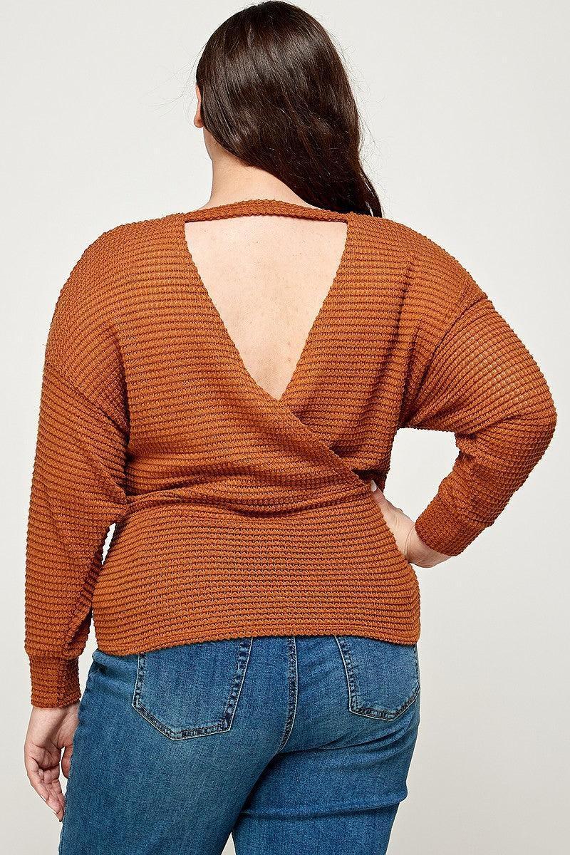 Plus Size Textured Waffle Sweater Knit Top | Mixtshop LLC