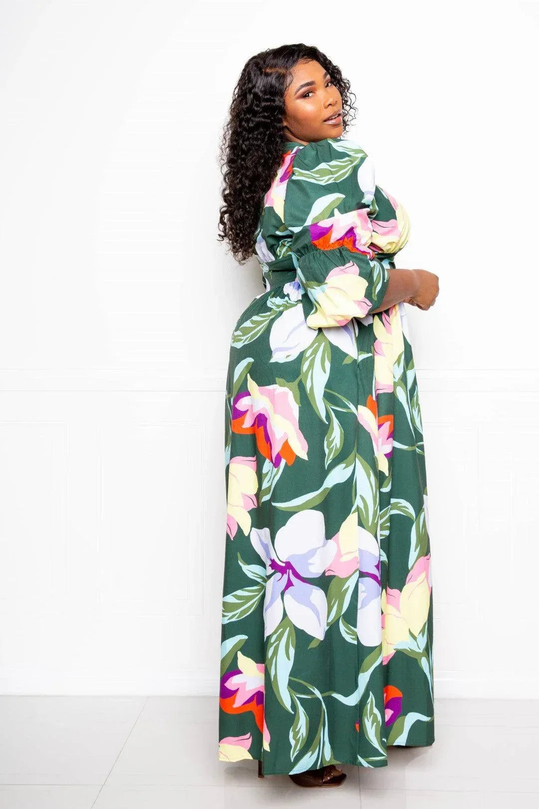 Puff Sleeve Button Front Dress | Mixtshop LLC