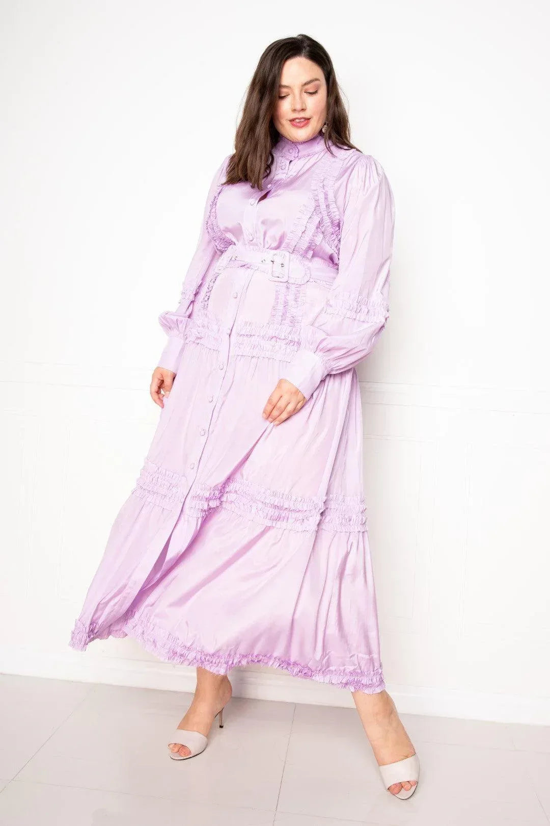 Belted Shirt Dress With Ruffle Detail Secondary image