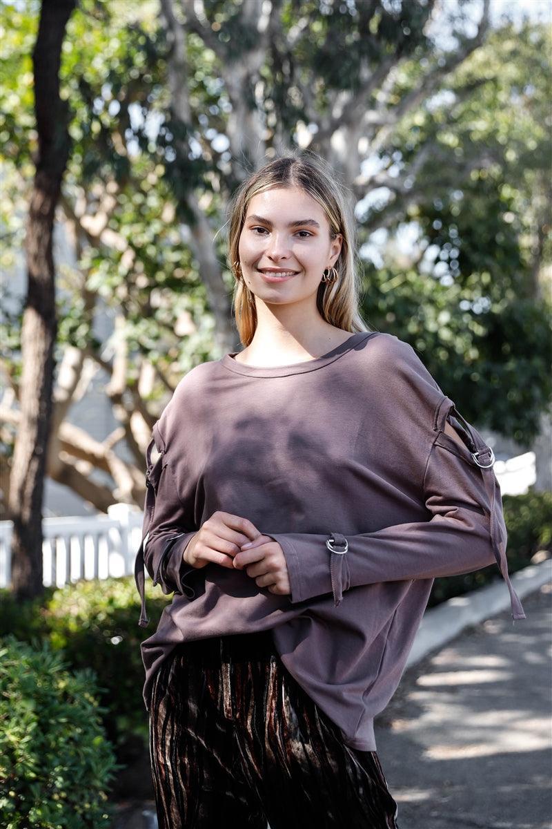 Long Sleeve Cut-out Sweater | Mixtshop LLC Main image
