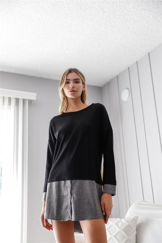 Knit Combo Long Sleeve Sweater Dress | Mixtshop LLC