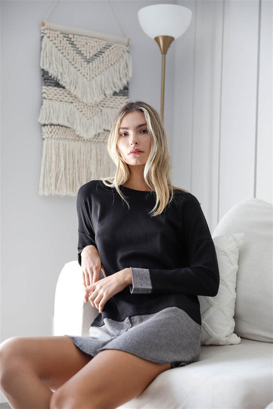 Knit Combo Long Sleeve Sweater Dress | Mixtshop LLC
