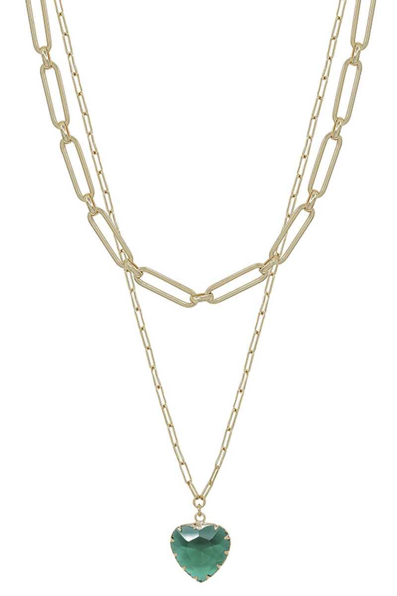 Metal Chain Heart Pendant 2 Layered Necklace | Mixtshop LLC